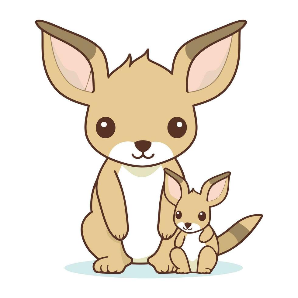 cute little kangaroo with her baby. vector illustration design