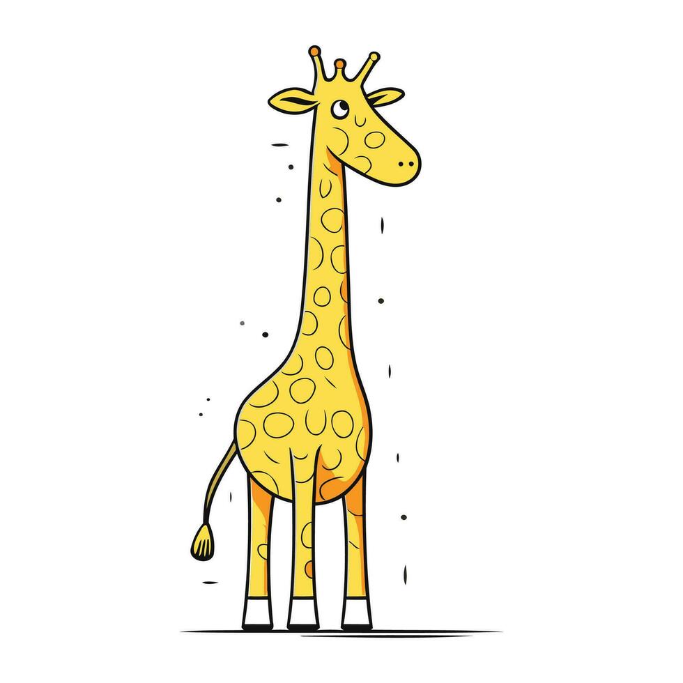 Giraffe. Hand drawn vector illustration in cartoon style. Isolated on white background
