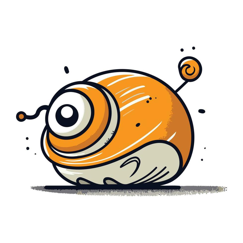 Funny cartoon snail. Vector illustration. Isolated on white background.