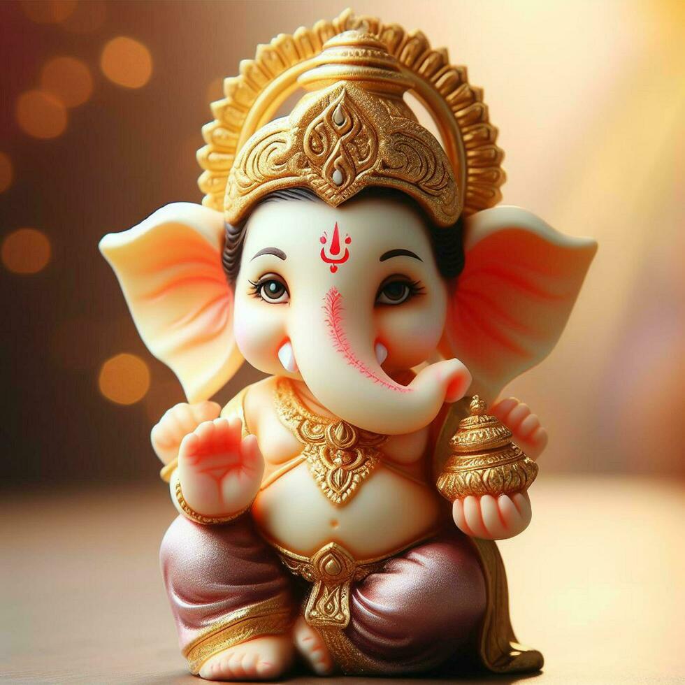 señor ganesh 3d imagen con linda sonrisa ai generado foto