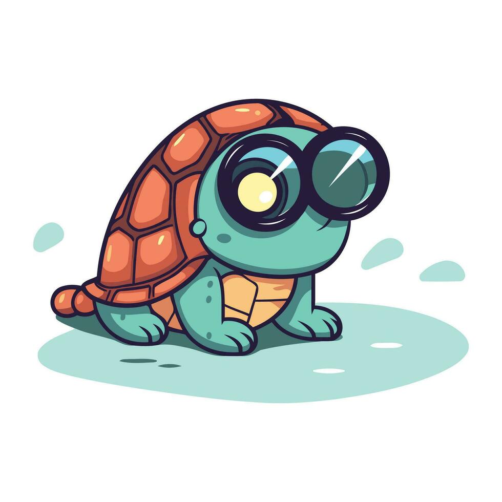 Cute cartoon turtle. Vector illustration isolated on a white background.