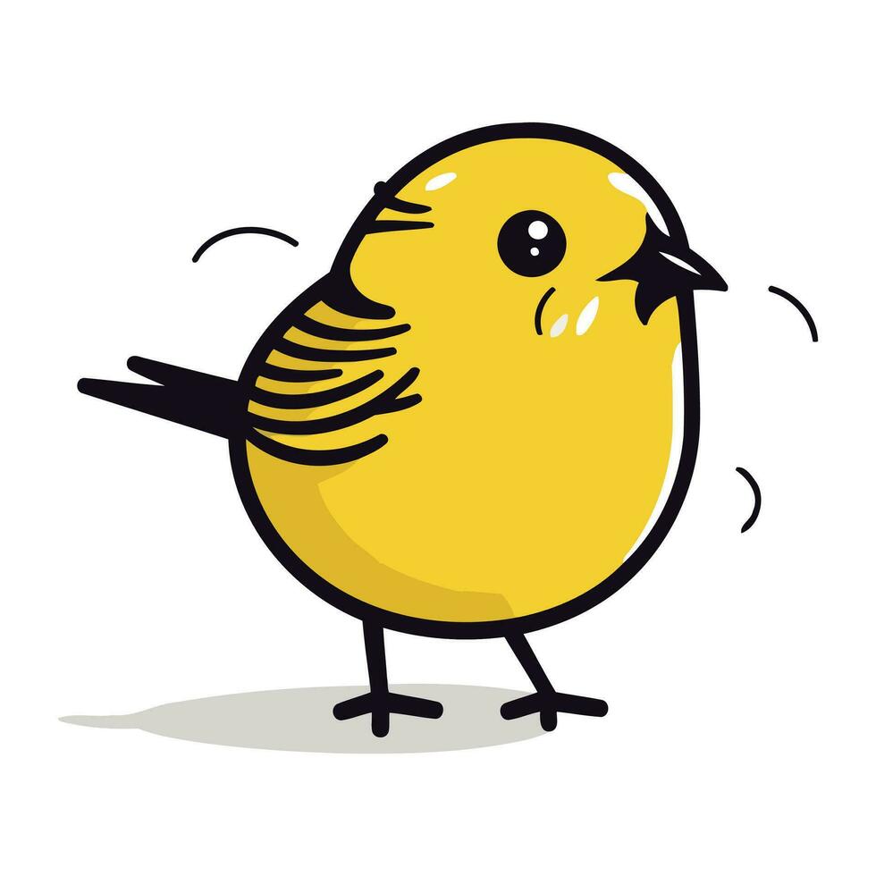 vector ilustración de linda pequeño amarillo pájaro aislado en un blanco antecedentes.