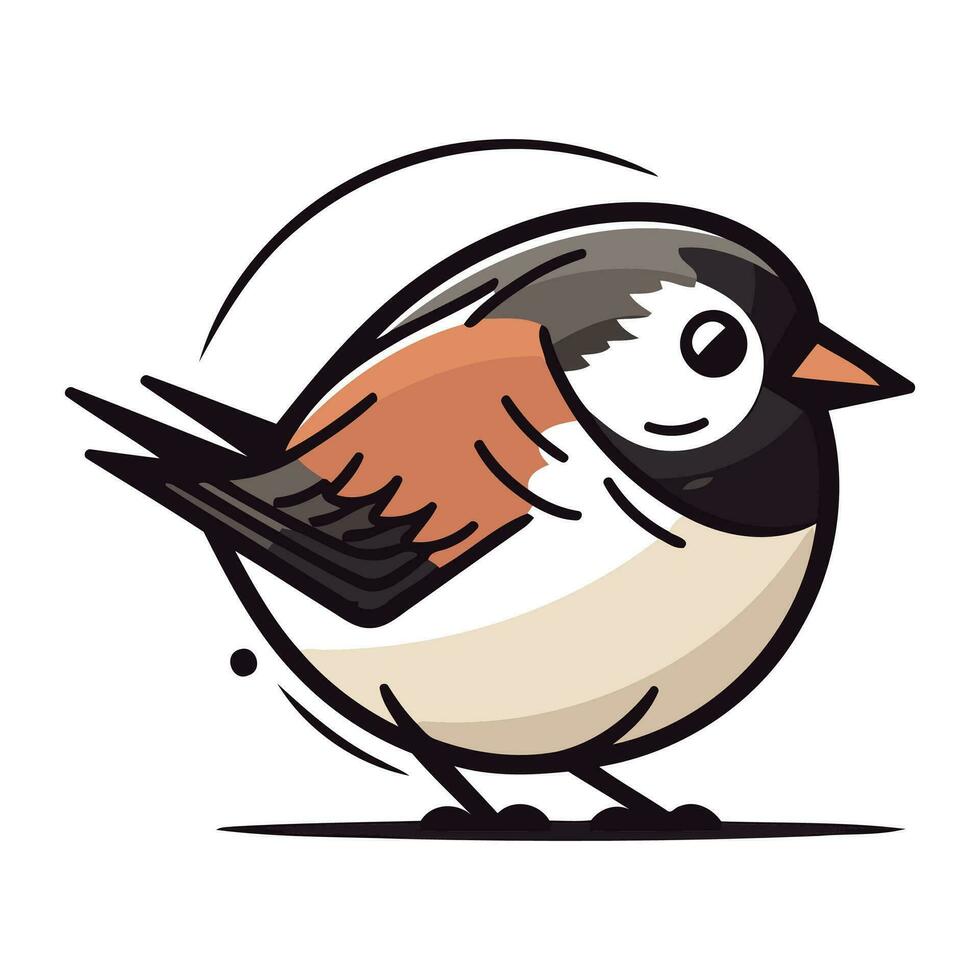 Bullfinch bird isolated on white background. Vector illustration in cartoon style.