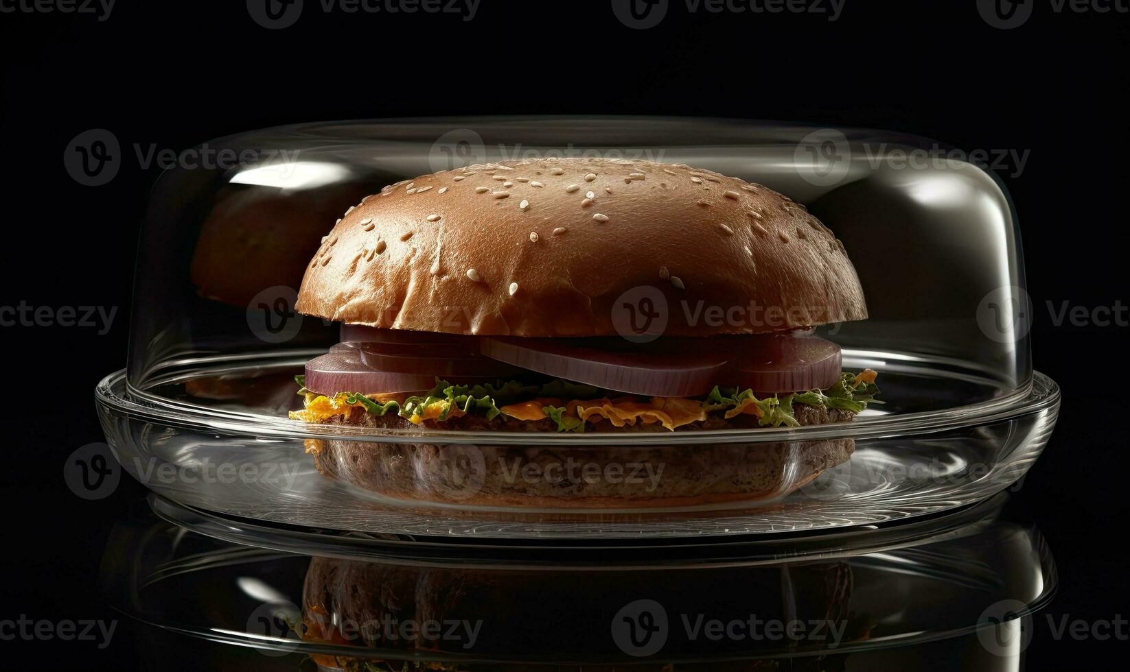 Quick and delicious burger fix at fast food restaurant Creating using generative AI tools photo