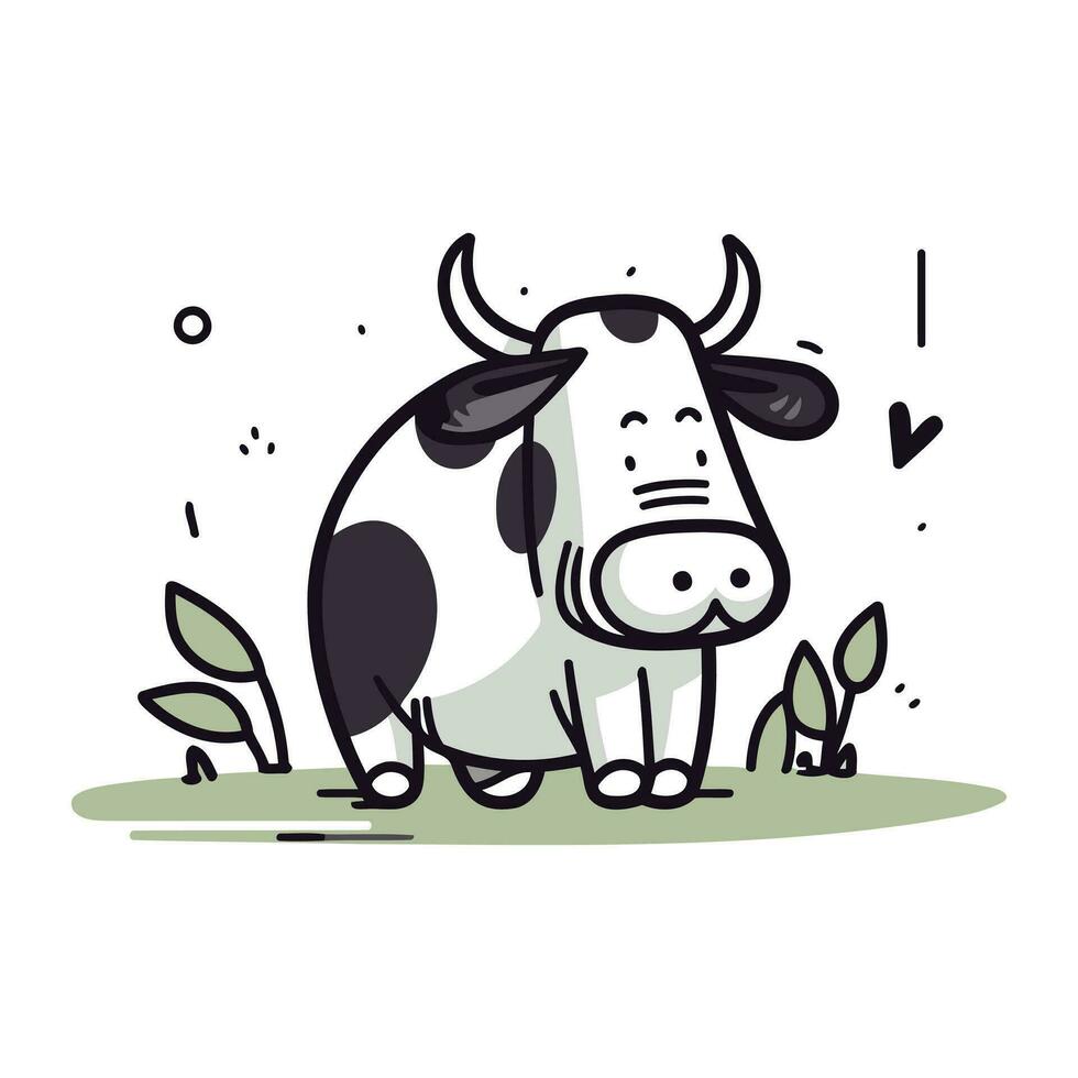 Cute hand drawn cow vector illustration. Cute farm animal.