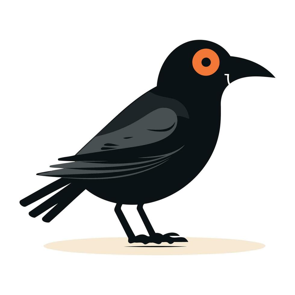 Crow. Vector illustration of a black bird on a white background.