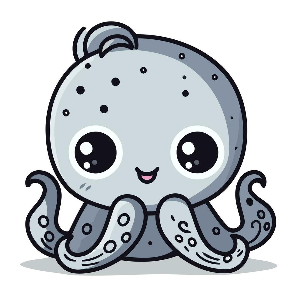 Cute cartoon octopus. Vector illustration isolated on white background.