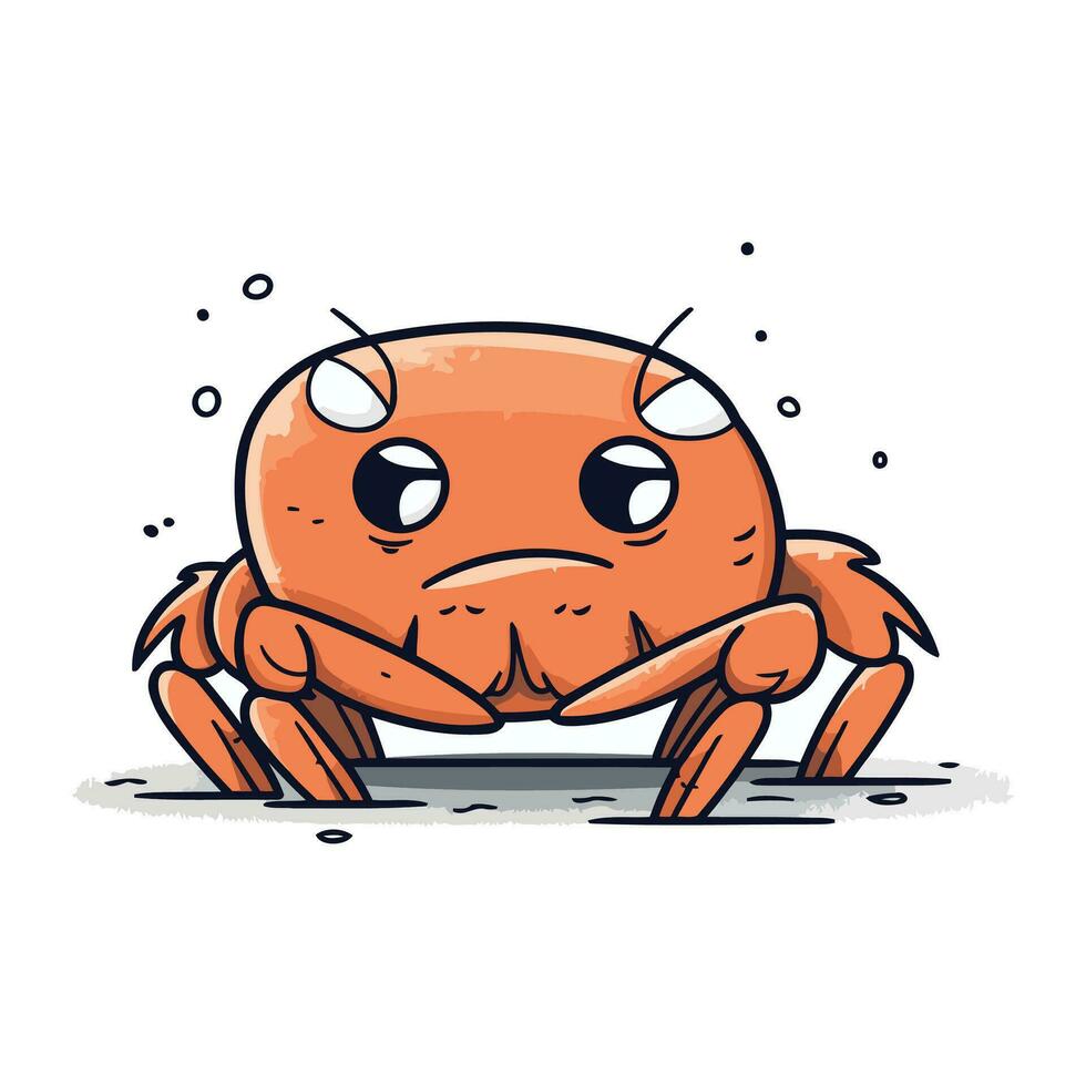 Cute cartoon crab. Vector illustration. Isolated on white background.
