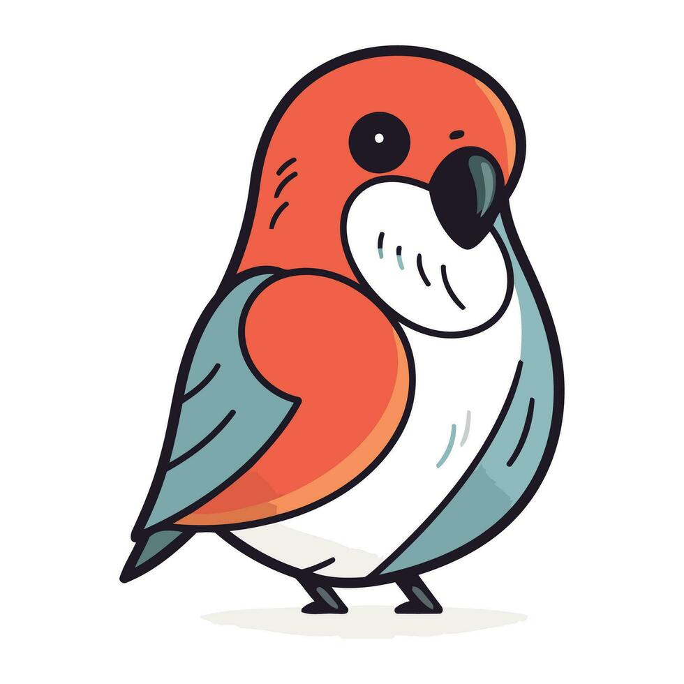 Bullfinch. Cute cartoon bird. Colorful vector illustration.