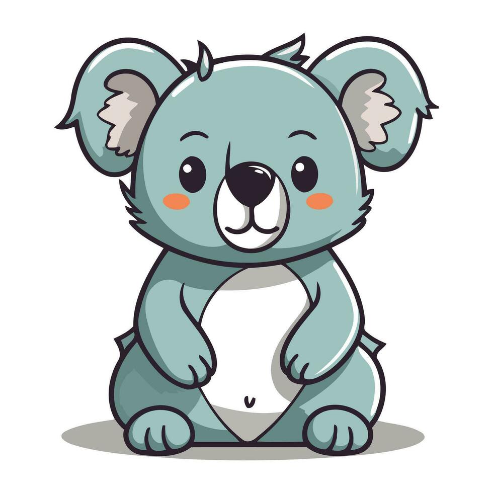 Koala character cartoon style vector illustration. Cute koala mascot.