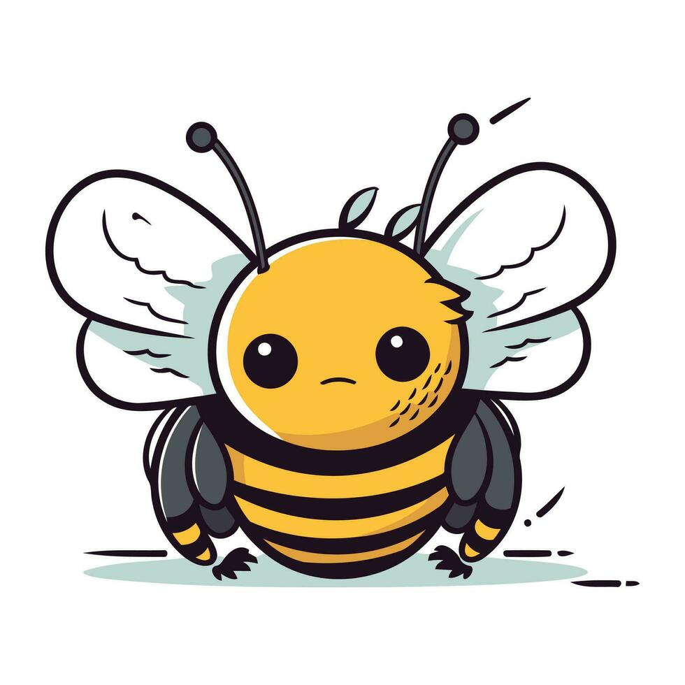 Cute cartoon bee. Vector illustration. Isolated on white background.