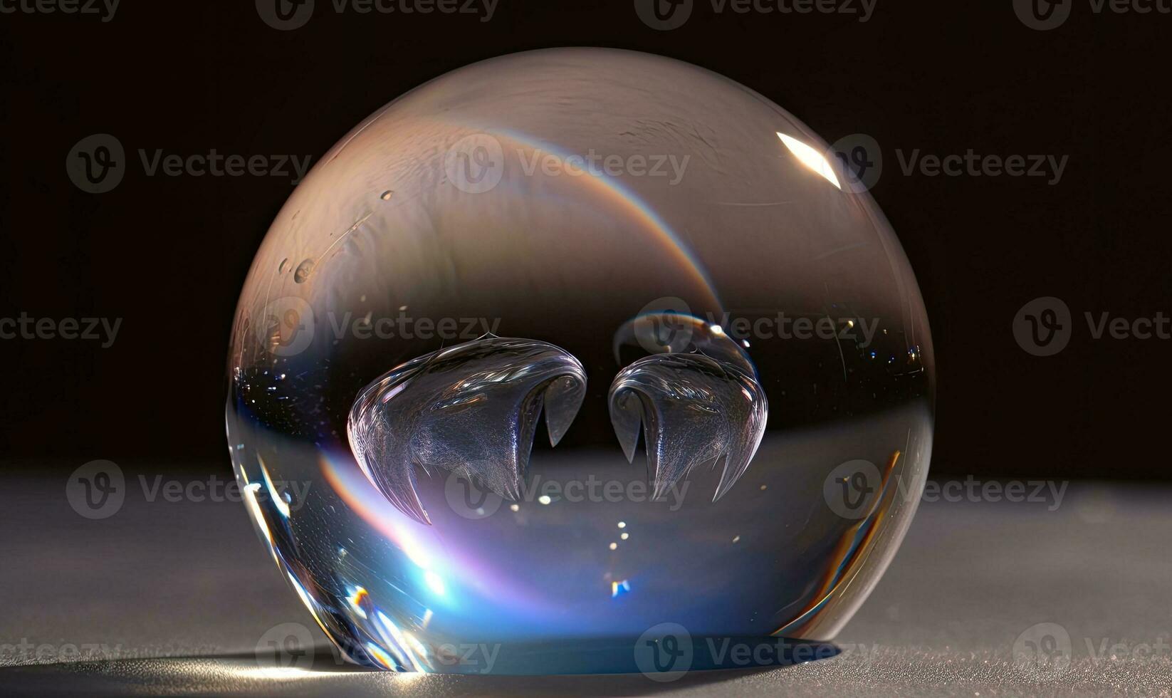 A delicate object enclosed in a transparent glass bubble Creating using generative AI tools photo
