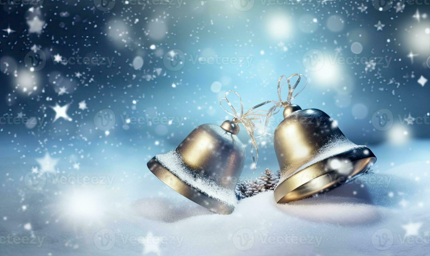 Shimmering Christmas bells in a magical wonderland. Creating using generative AI tools photo