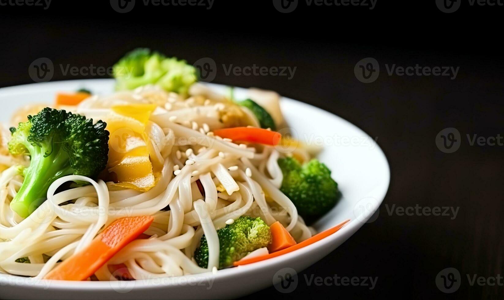 Healthy veggie stirfry with tasty noodles Creating using generative AI