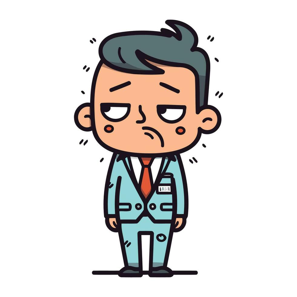 Sad Businessman   Colorful Cartoon Vector Illustration