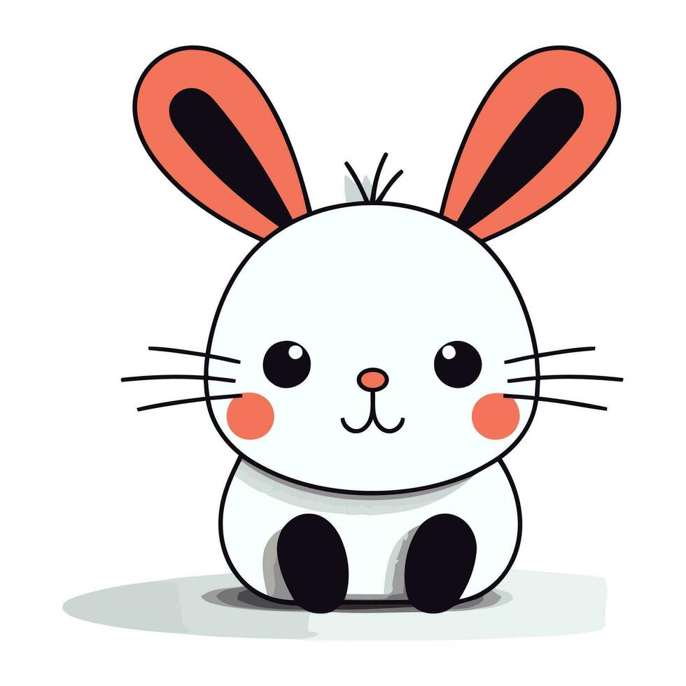Cute cartoon rabbit. Vector illustration isolated on a white background.