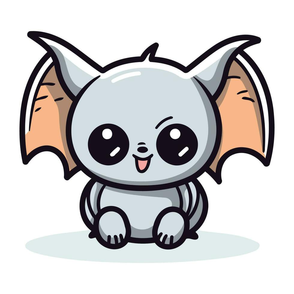 Cute cartoon bat. Vector illustration isolated on white background. Design element for card. poster. banner. t shirt.