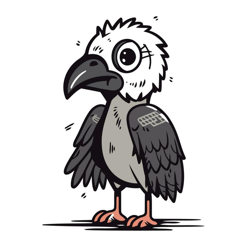 Cute vulture cartoon vector illustration isolated on a white background.