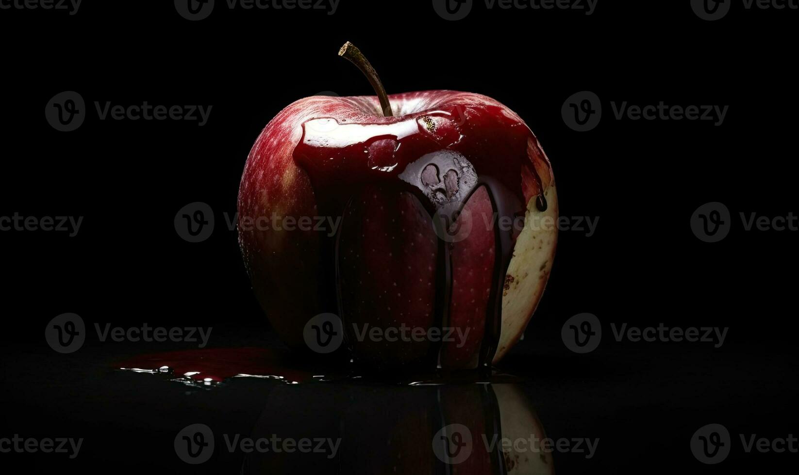 Juicy apple on the table. Creating using generative AI tools photo