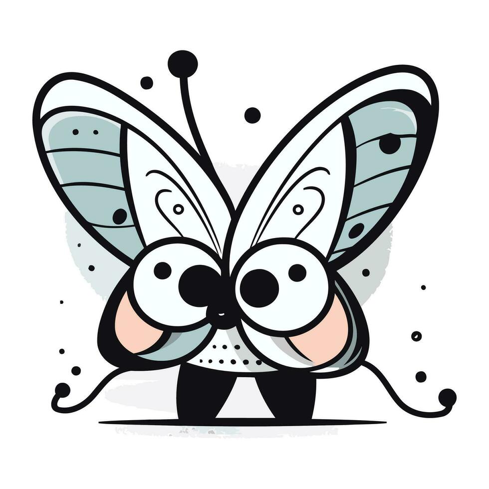 mariposa dibujos animados personaje con ojos y boca. vector ilustración.