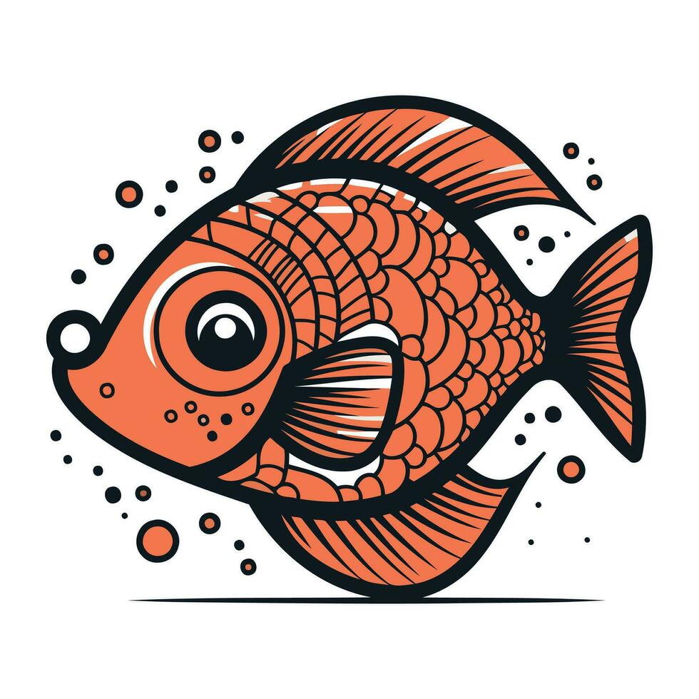 Illustration of a fish on a white background. Vector illustration.