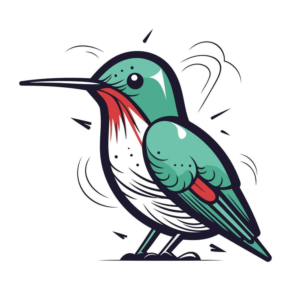 Hummingbird isolated on white background. Vector illustration in cartoon style.