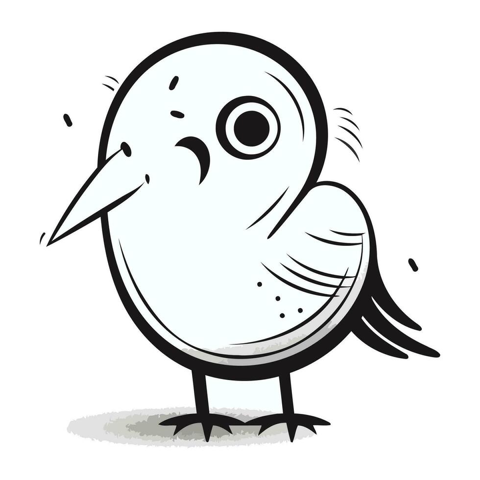 cartoon bird with big eyes on white background. vector illustration.