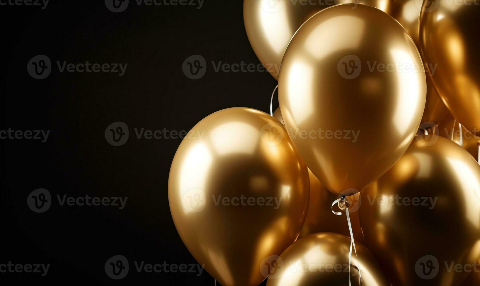gold balloon layer on black background photo