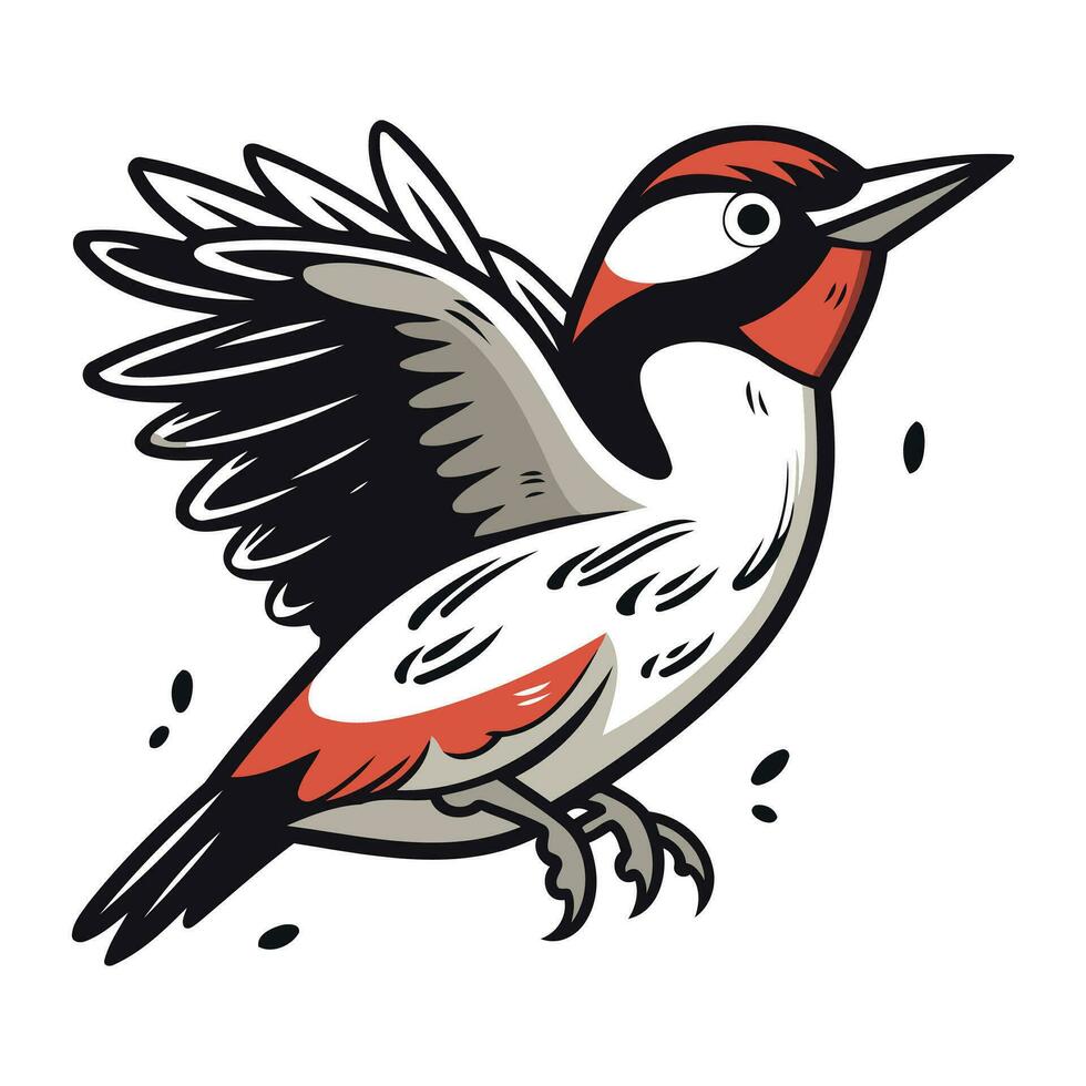 Woodpecker vector illustration isolated on white background. Hand drawn woodpecker.