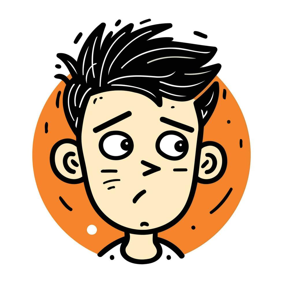 Vector illustration of a young man with a sad face. Emotions.