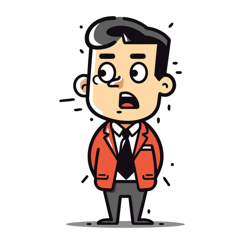 Cartoon businessman feeling sad. Vector illustration in a flat style.