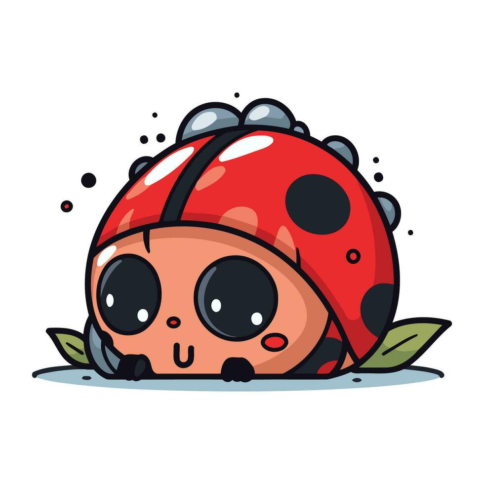 Cute ladybug. Vector illustration isolated on white background. Cartoon style.