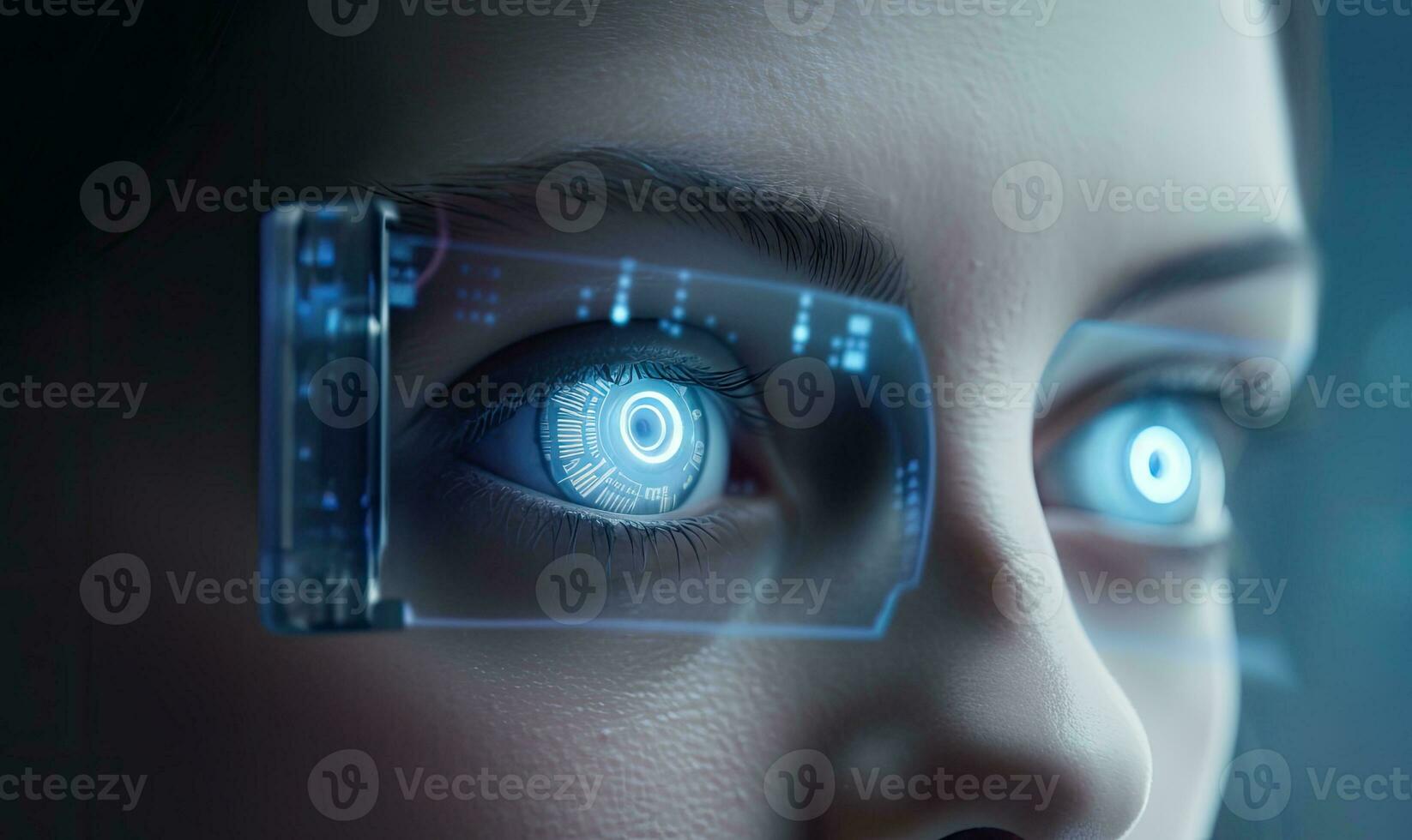 Eye with digital pattern. Scanning for personality identification. Creating using generative AI tools photo