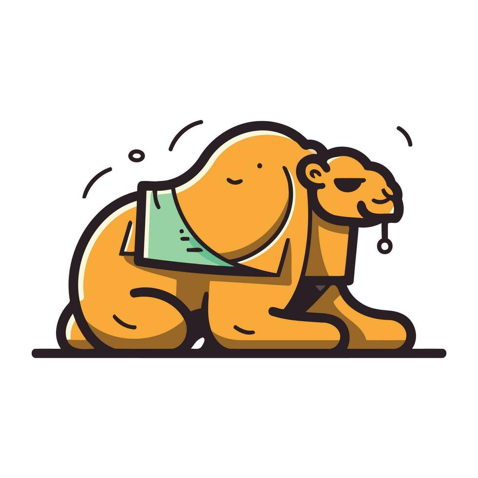 Camel sleeping. vector illustration. Cute cartoon camel character. flat style.