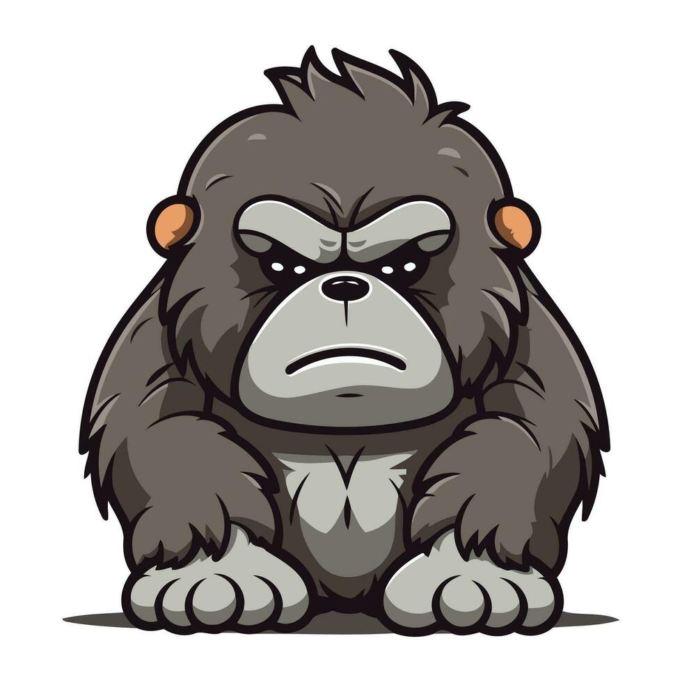 Angry Gorilla   Cartoon Vector Illustration. Isolated On White Background