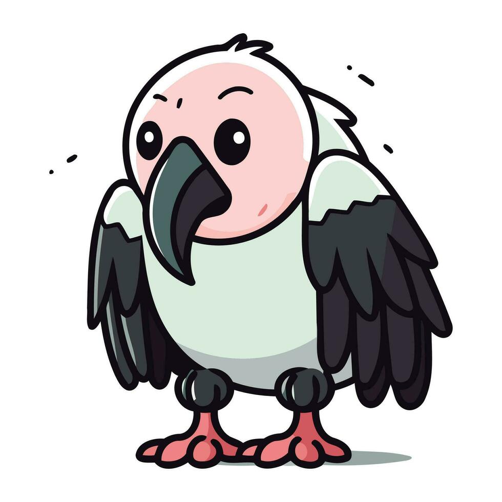 Cute cartoon vulture. Vector illustration isolated on white background.