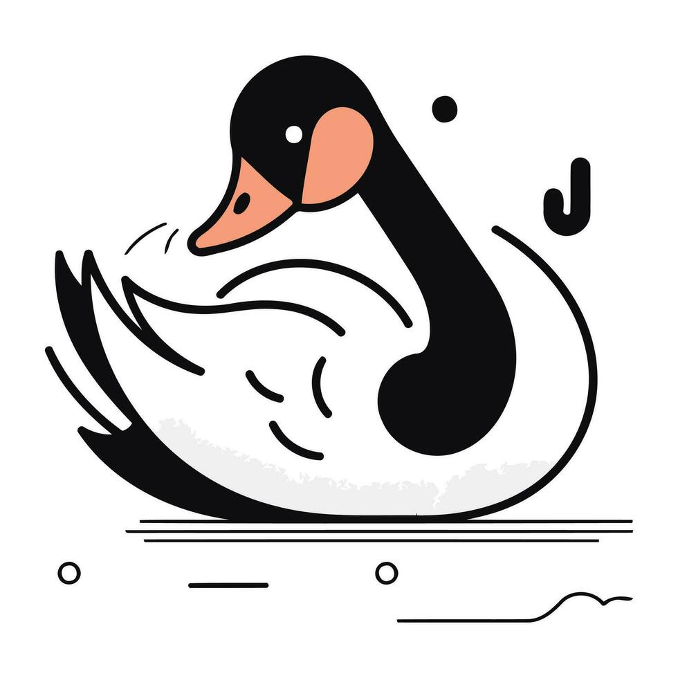 cisne en un blanco antecedentes. vector ilustración en plano estilo.