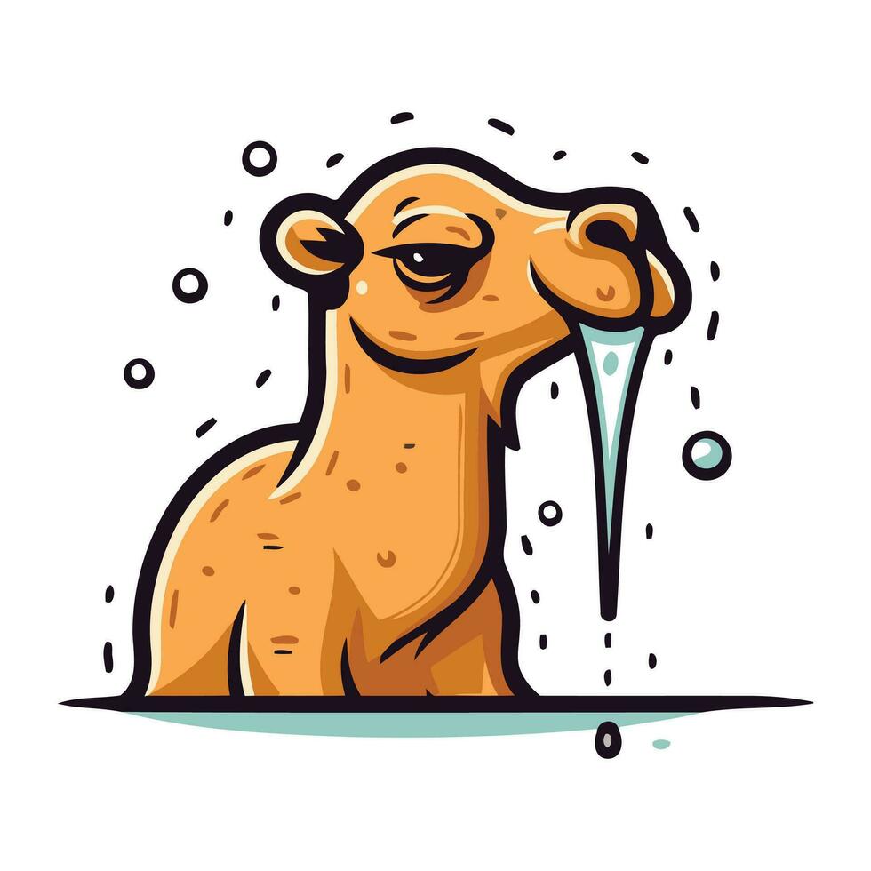 camello en el lluvia. vector ilustración de un camello en el lluvia.