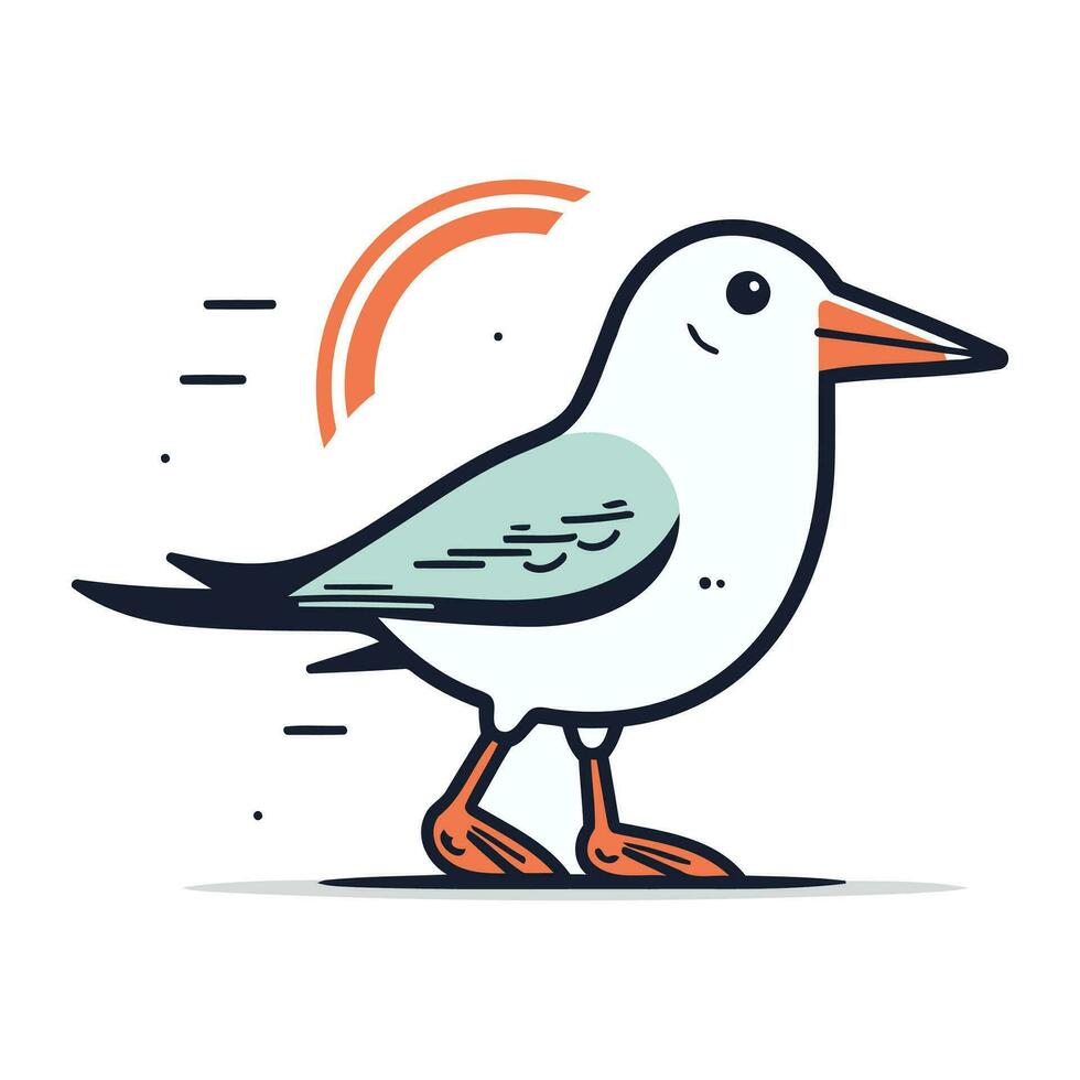 Vector illustration of a seagull on a white background. Flat style.