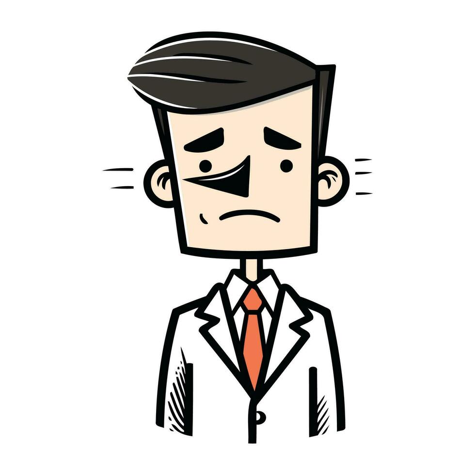 Vector illustration of a businessman with a sad face. Cartoon style.