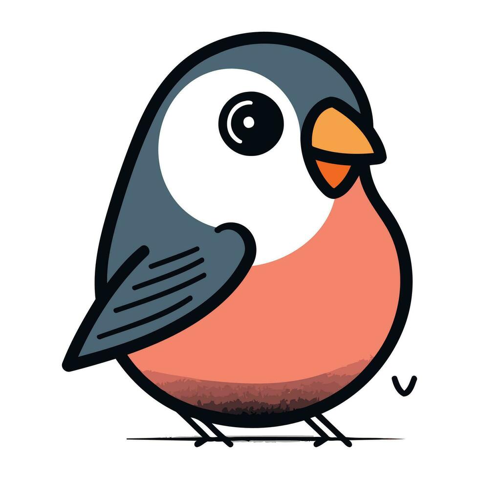 Bullfinch vector illustration. Hand drawn cartoon bullfinch.