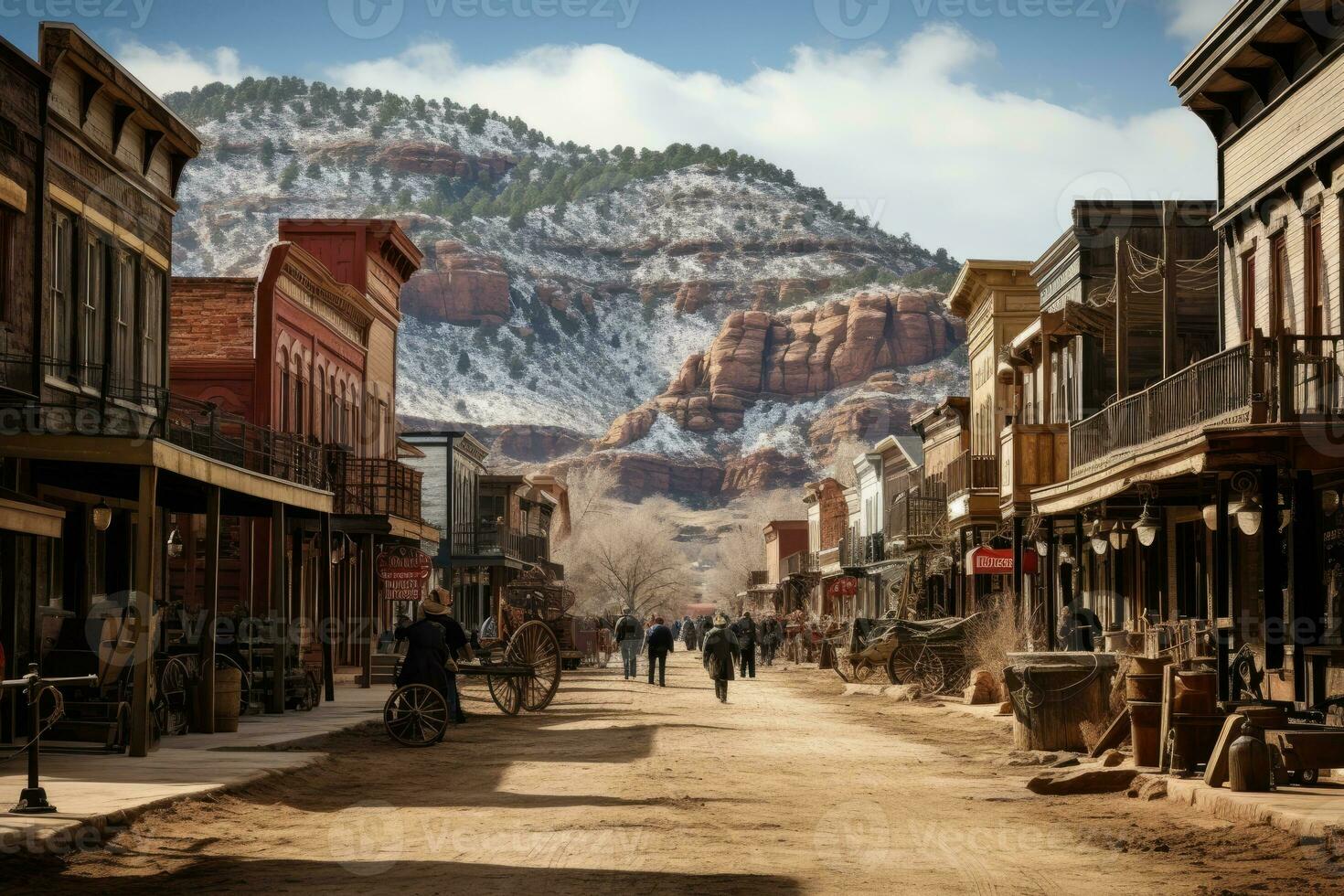 old west town where cowboys live AI Generated photo