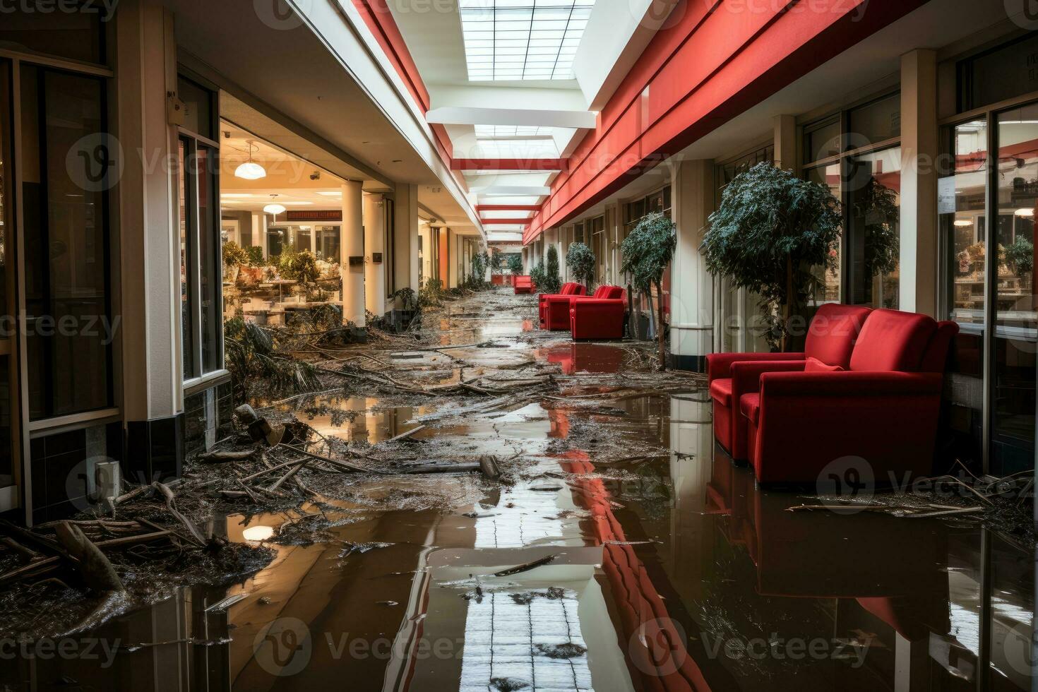 situation flooding in mall Starting Scenarios professional advertising photography AI Generated photo