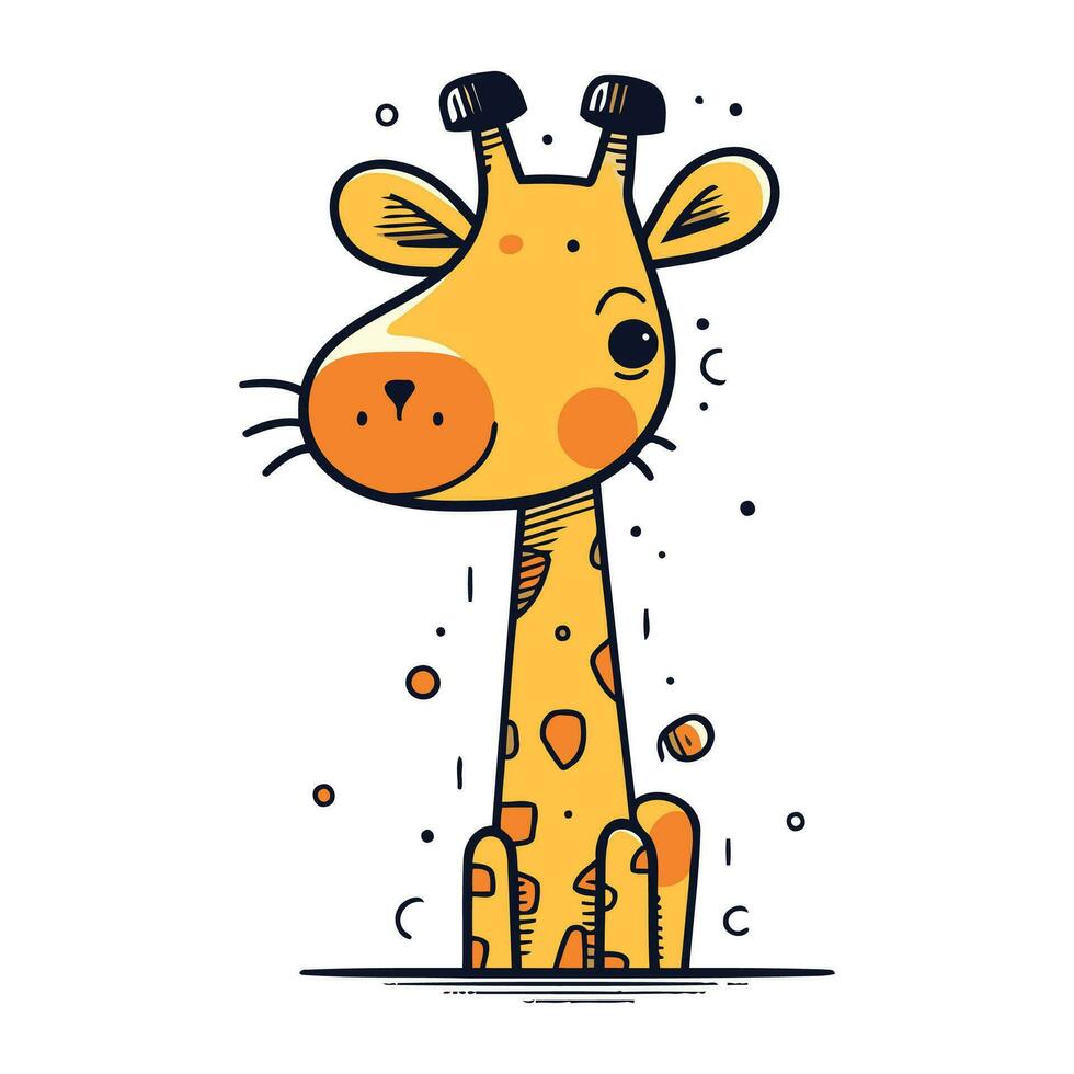 Cute giraffe. Vector illustration in doodle style.