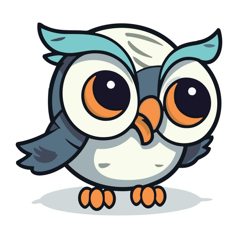 linda búho pájaro dibujos animados mascota personaje vector ilustración.