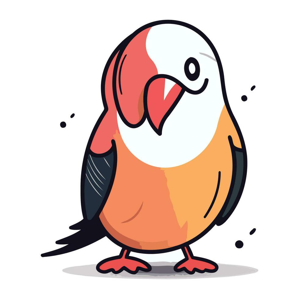 Vector illustration of cute cartoon bird isolated on white background. Flat line art design.