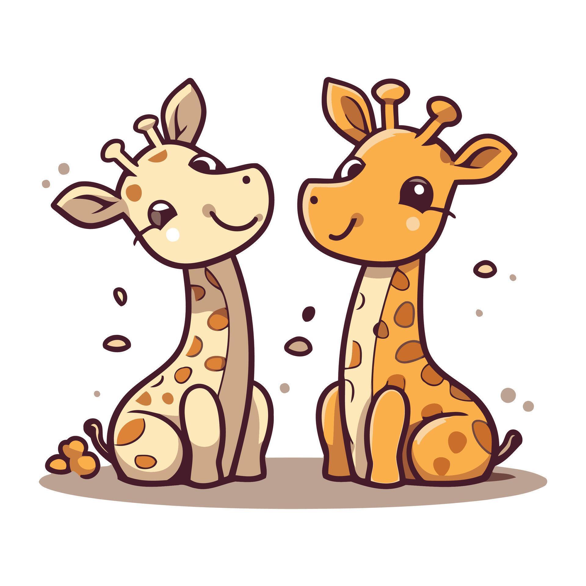 Cute cartoon giraffes. Vector illustration isolated on white background