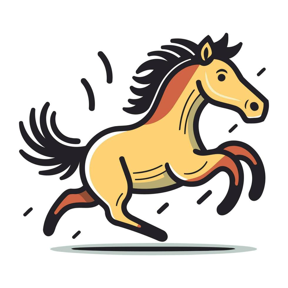 Running horse isolated on white background. Vector illustration in retro style.
