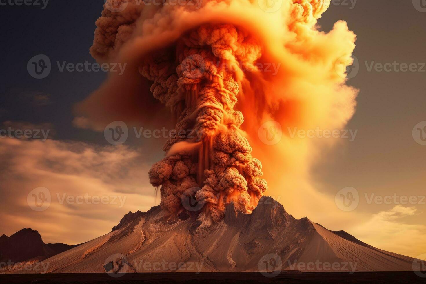 nature disaster volcanic eruption AI Generated photo