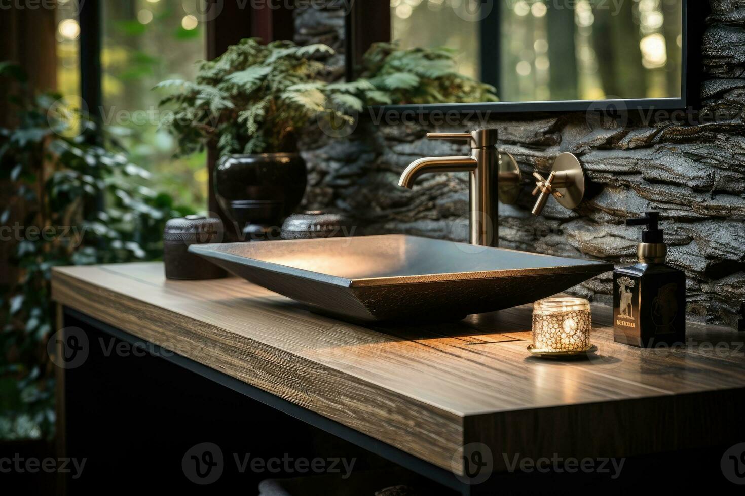 stock photo of inside home view sink AI Generated